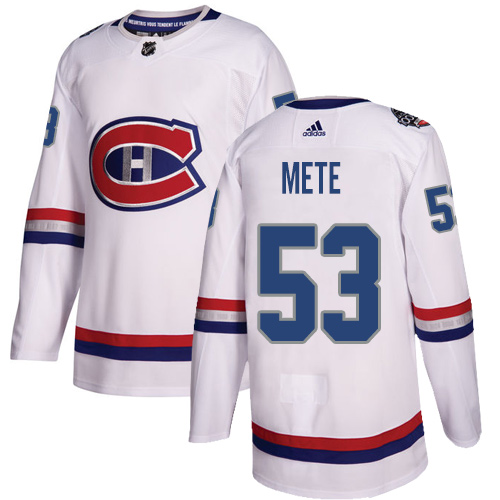 Adidas Canadiens #53 Victor Mete White Authentic 100 Classic Stitched NHL Jersey - Click Image to Close